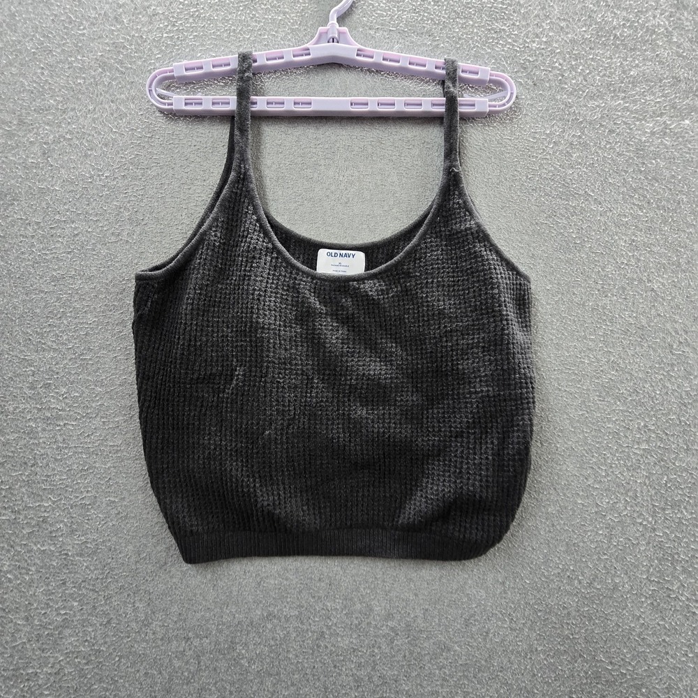 Old Navy Women Tank Top XL Gray Scoop Neck Waffle Knit Pullover NWT